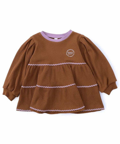 日本童裝 apres les cours 華夫格層疊波浪線上衣 80-140cm 女童款 秋季 TOPS