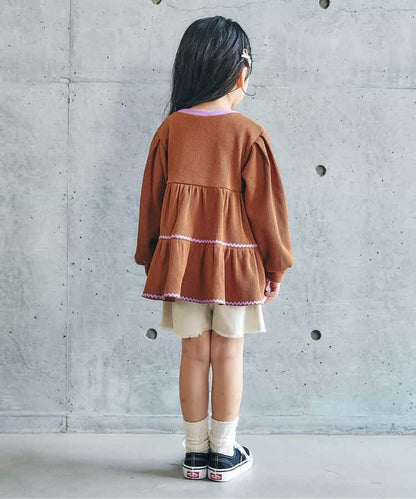 日本童裝 apres les cours 華夫格層疊波浪線上衣 80-140cm 女童款 秋季 TOPS