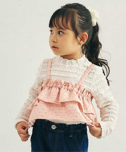日本童裝 apres les cours 荷葉邊提花上衣 80-140cm 女童款 秋季 TOPS