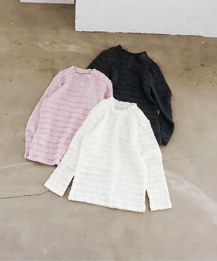 日本童裝 apres les cours 荷葉邊提花上衣 80-140cm 女童款 秋季 TOPS