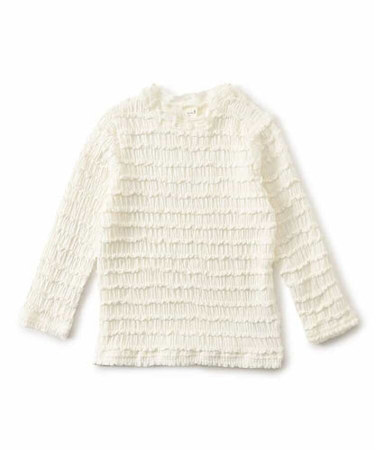 日本童裝 apres les cours 荷葉邊提花上衣 80-140cm 女童款 秋季 TOPS