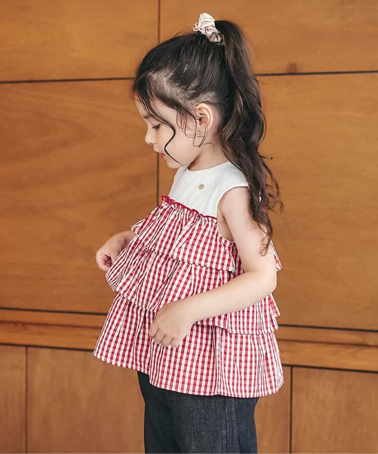 日本童裝 apres les cours 層疊背心上衣 80-140cm 女童款 秋季 TOPS 聖誕紅/新年紅