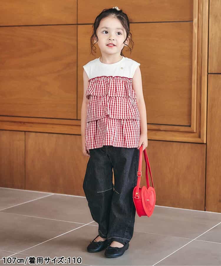 日本童裝 apres les cours 層疊背心上衣 80-140cm 女童款 秋季 TOPS 聖誕紅/新年紅