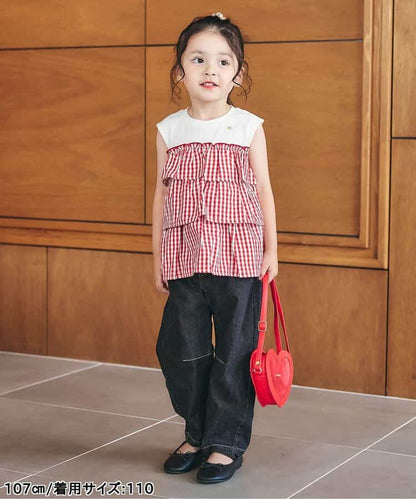 日本童裝 apres les cours 層疊背心上衣 80-140cm 女童款 秋季 TOPS 聖誕紅/新年紅