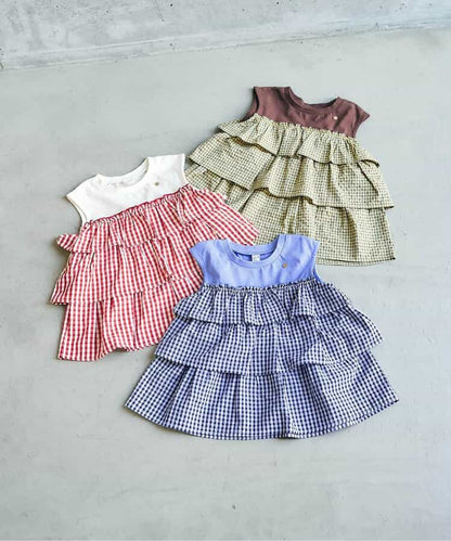 日本童裝 apres les cours 層疊背心上衣 80-140cm 女童款 秋季 TOPS 聖誕紅/新年紅