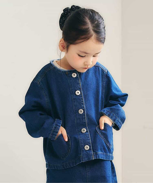 日本童裝 apres les cours 心形口袋牛仔外套 90-140cm 女童款 秋季 OUTERWEAR