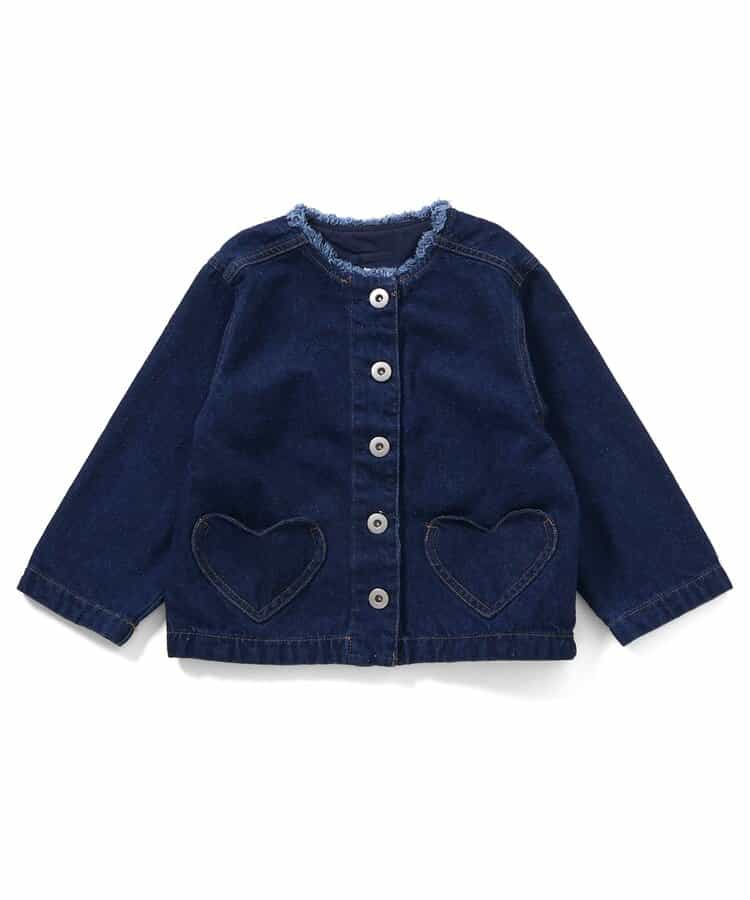 日本童裝 apres les cours 心形口袋牛仔外套 90-140cm 女童款 秋季 OUTERWEAR
