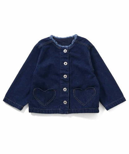 日本童裝 apres les cours 心形口袋牛仔外套 90-140cm 女童款 秋季 OUTERWEAR