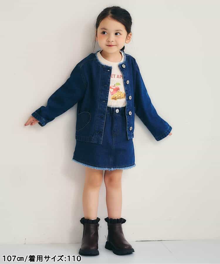 日本童裝 apres les cours 心形口袋牛仔外套 90-140cm 女童款 秋季 OUTERWEAR