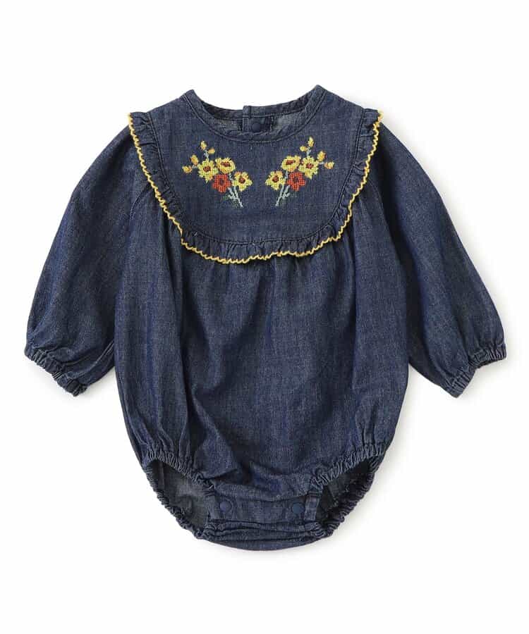 日本童裝 apres les cours 十字繡連衣 70-80cm 女童款 初生嬰兒 秋季 Jumpsuit