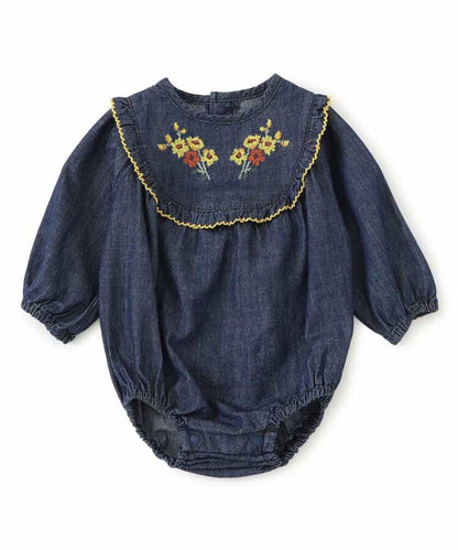 日本童裝 apres les cours 十字繡連衣 70-80cm 女童款 初生嬰兒 秋季 Jumpsuit