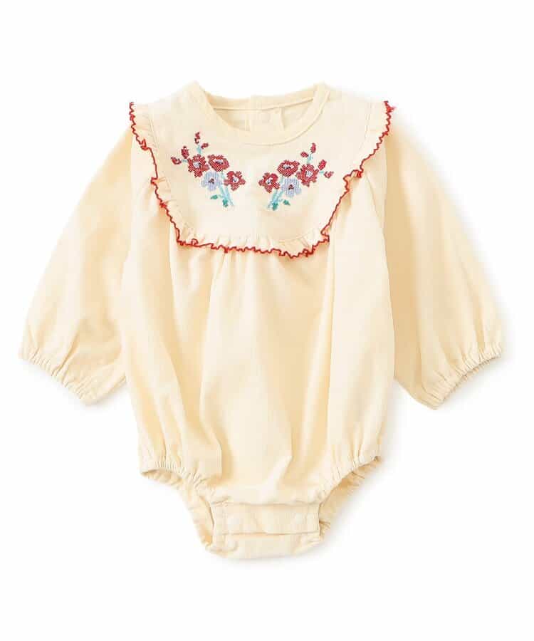 日本童裝 apres les cours 十字繡連衣 70-80cm 女童款 初生嬰兒 秋季 Jumpsuit