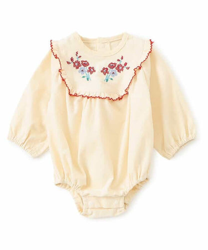 日本童裝 apres les cours 十字繡連衣 70-80cm 女童款 初生嬰兒 秋季 Jumpsuit