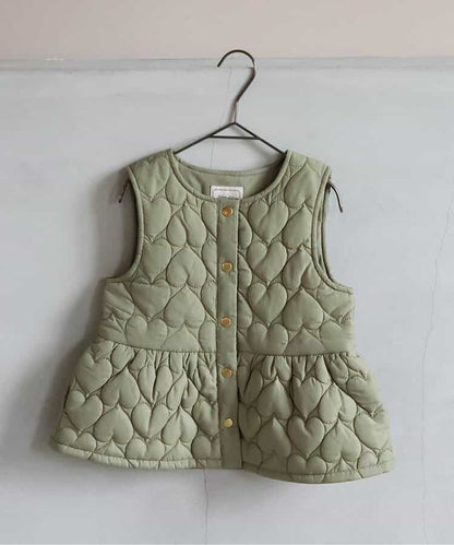 日本童裝 apres les cours 心型絎縫荷葉邊夾棉背心外套 80-140cm 女童款 秋季 OUTERWEAR