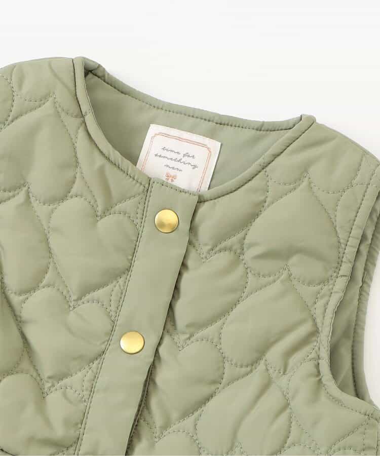 日本童裝 apres les cours 心型絎縫荷葉邊夾棉背心外套 80-140cm 女童款 秋季 OUTERWEAR