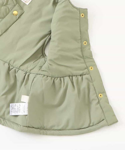 日本童裝 apres les cours 心型絎縫荷葉邊夾棉背心外套 80-140cm 女童款 秋季 OUTERWEAR