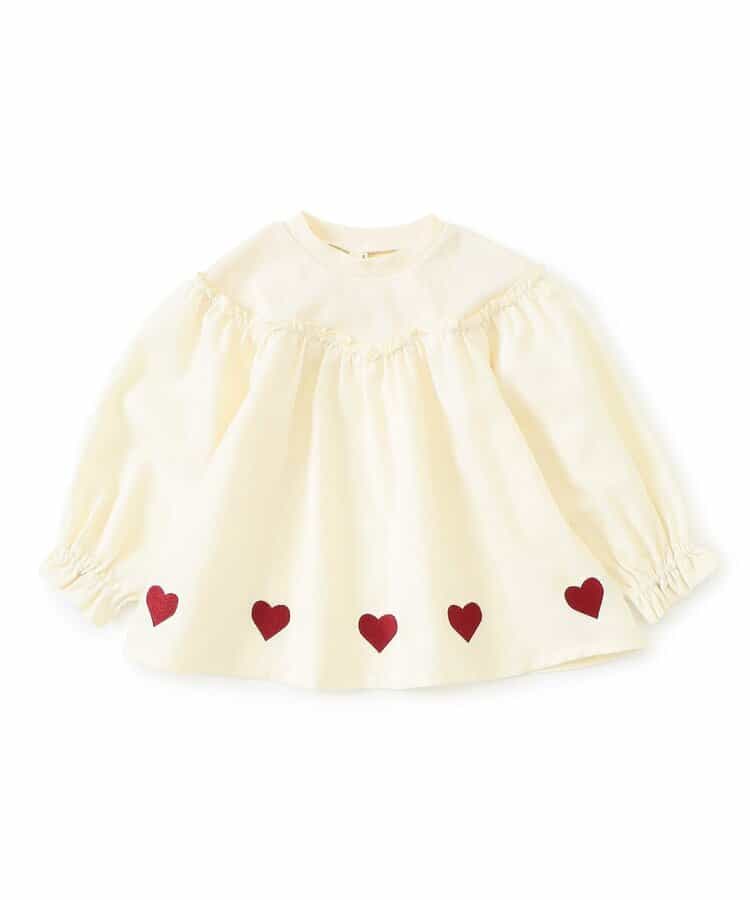 日本童裝 apres les cours 羅紋心型刺繡上衣 90-140cm 女童款 秋季 TOPS