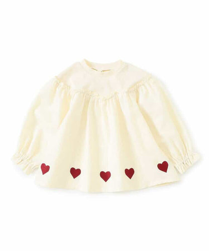 日本童裝 apres les cours 羅紋心型刺繡上衣 90-140cm 女童款 秋季 TOPS