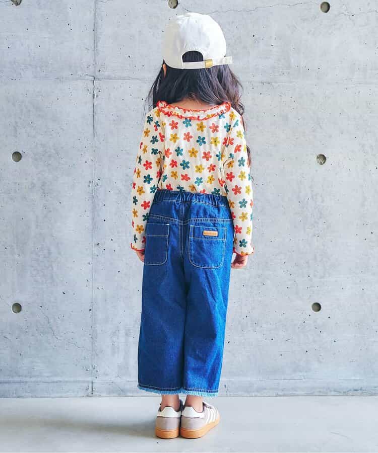 日本童裝 apres les cours 華夫格紋荷葉邊領上衣 80-140cm 女童款 秋季 TOPS 聖誕紅/新年紅
