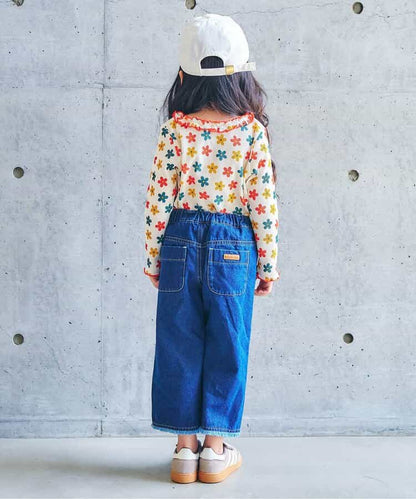 日本童裝 apres les cours 華夫格紋荷葉邊領上衣 80-140cm 女童款 秋季 TOPS 聖誕紅/新年紅