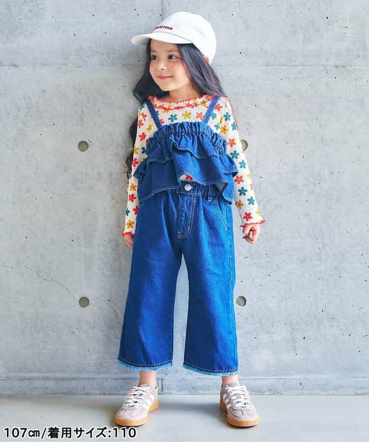 日本童裝 apres les cours 華夫格紋荷葉邊領上衣 80-140cm 女童款 秋季 TOPS 聖誕紅/新年紅