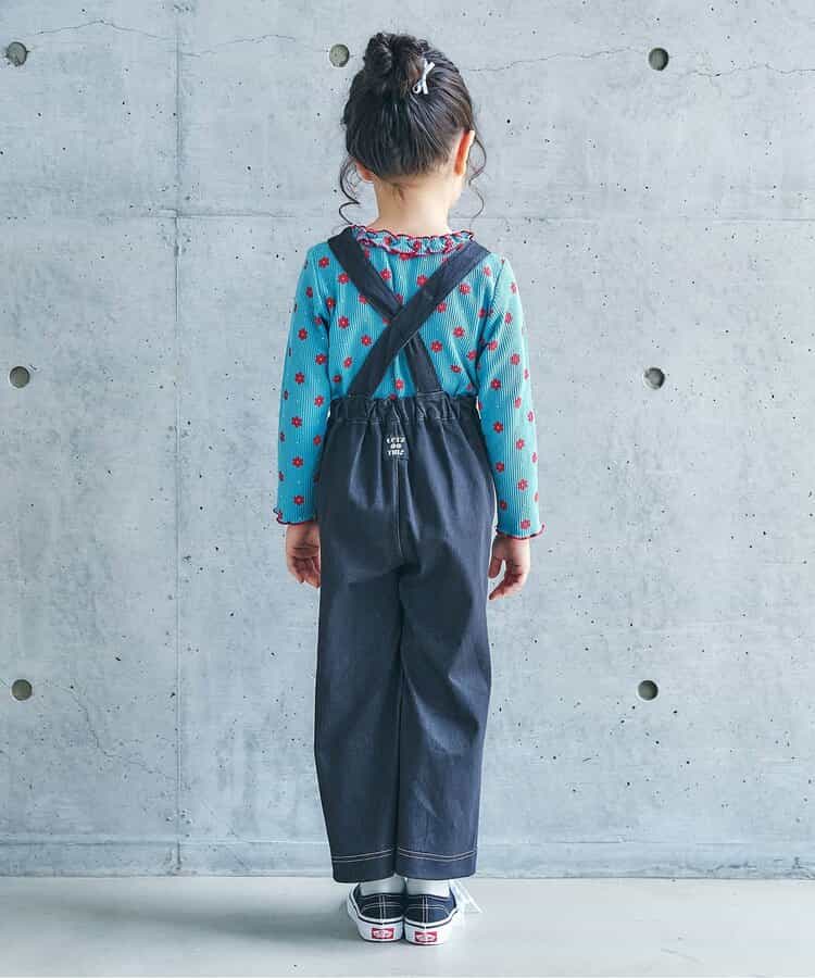 日本童裝 apres les cours 華夫格紋荷葉邊領上衣 80-140cm 女童款 秋季 TOPS 聖誕紅/新年紅