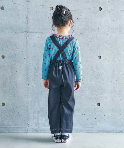 日本童裝 apres les cours 華夫格紋荷葉邊領上衣 80-140cm 女童款 秋季 TOPS 聖誕紅/新年紅
