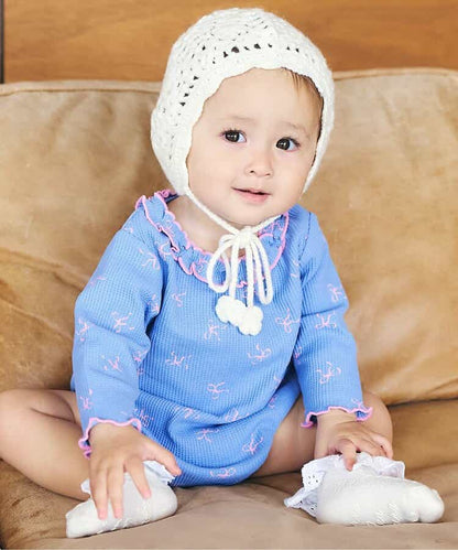 日本童裝 apres les cours 華夫格紋混色領連衣 70-80cm 女童款 初生嬰兒 秋季 Jumpsuit 聖誕紅/新年紅