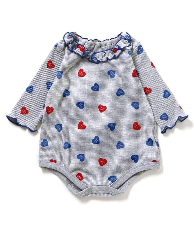 日本童裝 apres les cours 華夫格紋混色領連衣 70-80cm 女童款 初生嬰兒 秋季 Jumpsuit 聖誕紅/新年紅
