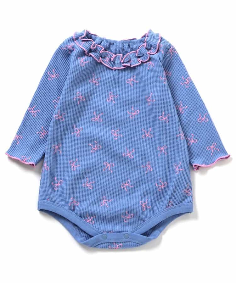 日本童裝 apres les cours 華夫格紋混色領連衣 70-80cm 女童款 初生嬰兒 秋季 Jumpsuit 聖誕紅/新年紅