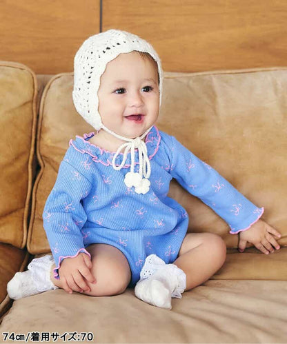日本童裝 apres les cours 華夫格紋混色領連衣 70-80cm 女童款 初生嬰兒 秋季 Jumpsuit 聖誕紅/新年紅