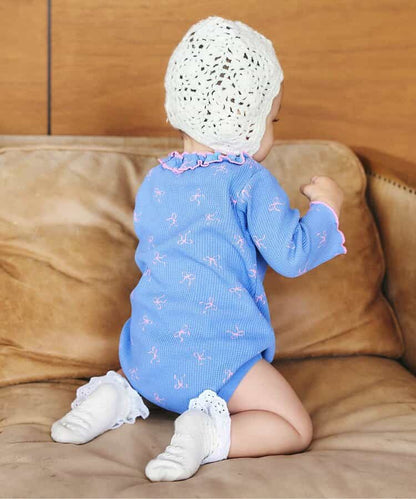 日本童裝 apres les cours 華夫格紋混色領連衣 70-80cm 女童款 初生嬰兒 秋季 Jumpsuit 聖誕紅/新年紅