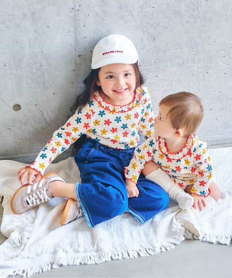 日本童裝 apres les cours 華夫格紋混色領連衣 70-80cm 女童款 初生嬰兒 秋季 Jumpsuit 聖誕紅/新年紅