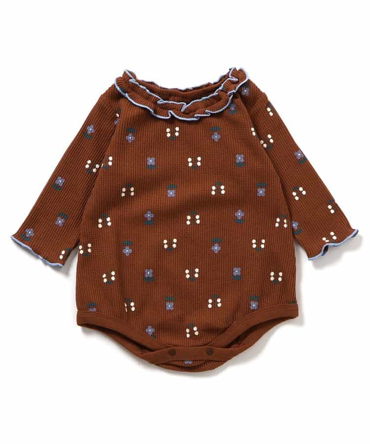 日本童裝 apres les cours 華夫格紋混色領連衣 70-80cm 女童款 初生嬰兒 秋季 Jumpsuit 聖誕紅/新年紅