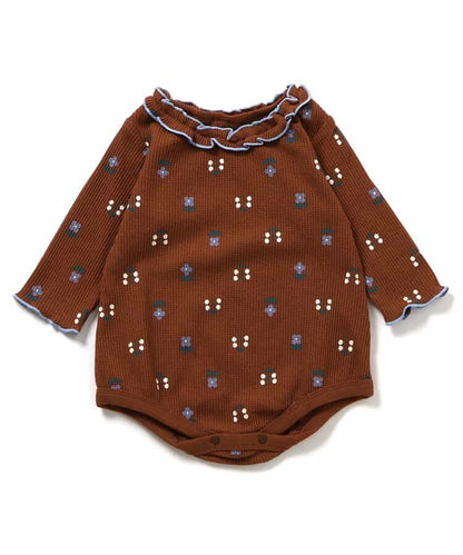日本童裝 apres les cours 華夫格紋混色領連衣 70-80cm 女童款 初生嬰兒 秋季 Jumpsuit 聖誕紅/新年紅
