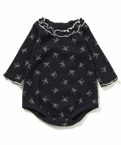 日本童裝 apres les cours 華夫格紋混色領連衣 70-80cm 女童款 初生嬰兒 秋季 Jumpsuit 聖誕紅/新年紅