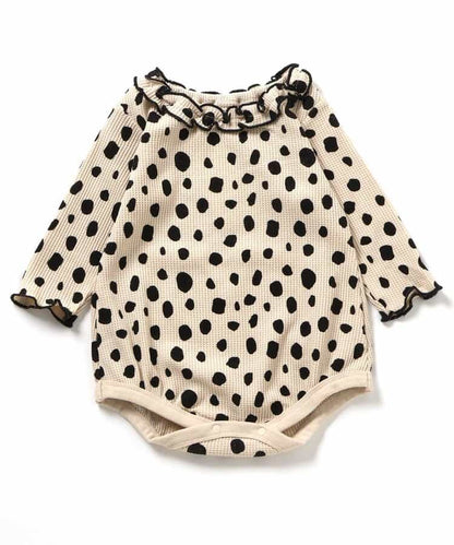 日本童裝 apres les cours 華夫格紋混色領連衣 70-80cm 女童款 初生嬰兒 秋季 Jumpsuit 聖誕紅/新年紅