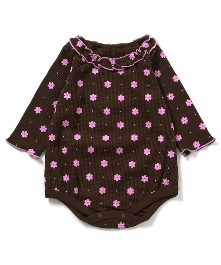 日本童裝 apres les cours 華夫格紋混色領連衣 70-80cm 女童款 初生嬰兒 秋季 Jumpsuit 聖誕紅/新年紅