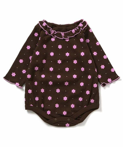 日本童裝 apres les cours 華夫格紋混色領連衣 70-80cm 女童款 初生嬰兒 秋季 Jumpsuit 聖誕紅/新年紅