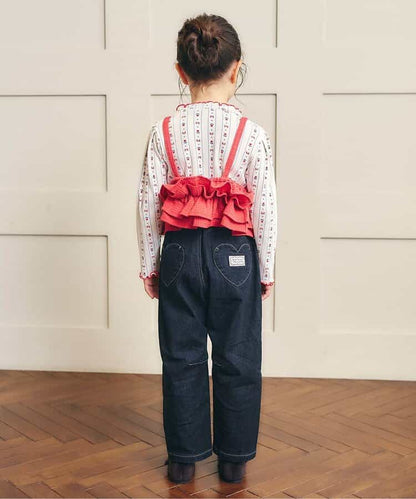 日本童裝 apres les cours 心型口袋長褲 80-140cm 女童款 秋季 PANTS 聖誕紅/新年紅