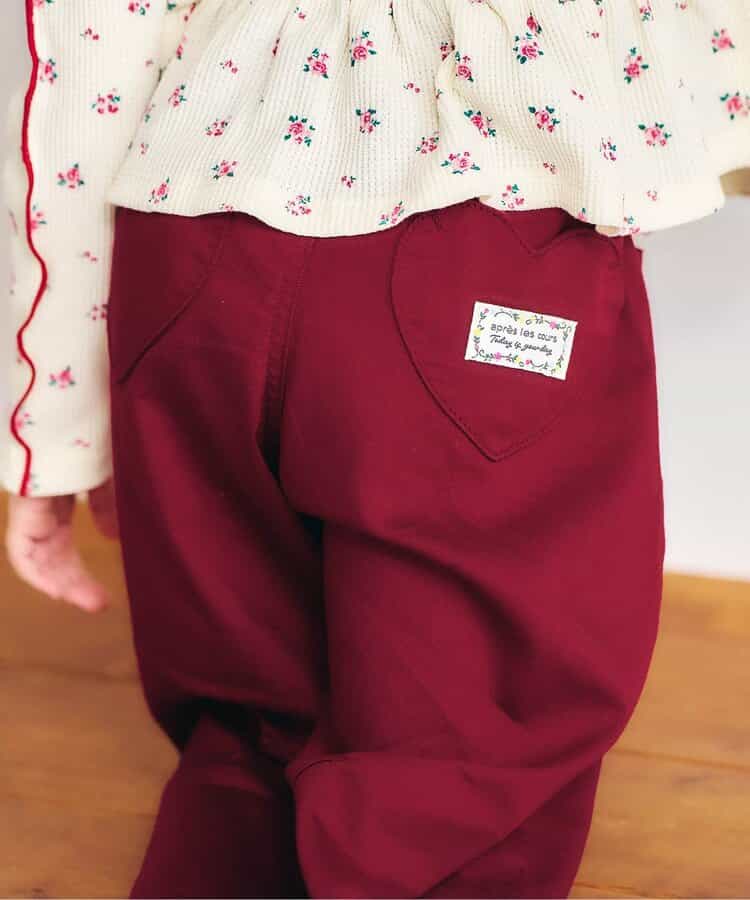 日本童裝 apres les cours 心型口袋長褲 80-140cm 女童款 秋季 PANTS 聖誕紅/新年紅