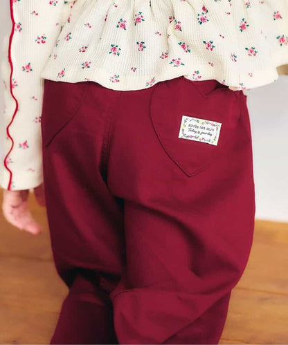 日本童裝 apres les cours 心型口袋長褲 80-140cm 女童款 秋季 PANTS 聖誕紅/新年紅