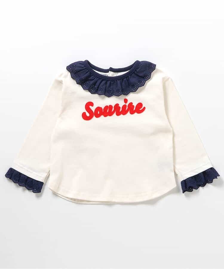 日本童裝 apres les cours 蕾絲領袖口上衣 80-140cm 女童款 秋季 TOPS