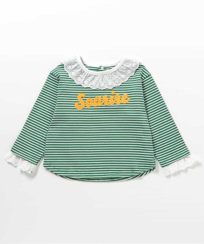 日本童裝 apres les cours 蕾絲領袖口上衣 80-140cm 女童款 秋季 TOPS