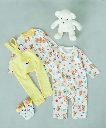 日本童裝 apres les cours x tiny bear Palette 翻領連身衣 60-80cm 男童款/女童款 初生嬰兒 秋季 Jumpsuit