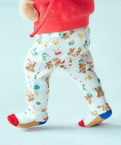 日本童裝 apres les cours x tiny bear Palette 印花長褲 70-90cm 男童款/女童款 初生嬰兒 秋季 PANTS 聖誕紅/新年紅