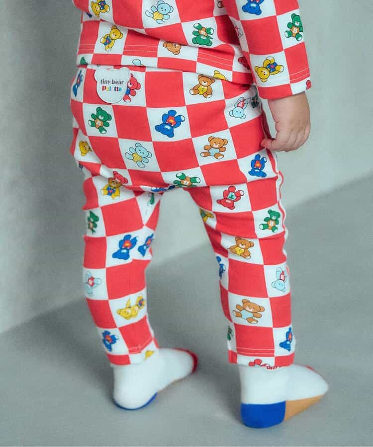日本童裝 apres les cours x tiny bear Palette 印花長褲 70-90cm 男童款/女童款 初生嬰兒 秋季 PANTS 聖誕紅/新年紅