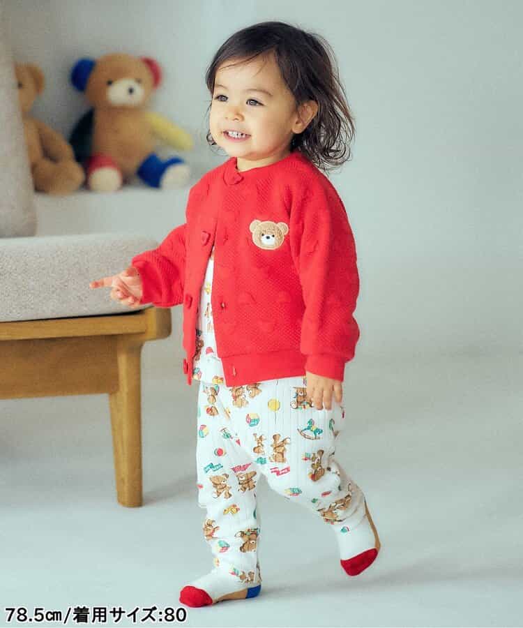 日本童裝 apres les cours x tiny bear Palette 印花長褲 70-90cm 男童款/女童款 初生嬰兒 秋季 PANTS 聖誕紅/新年紅