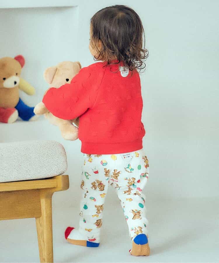 日本童裝 apres les cours x tiny bear Palette 印花長褲 70-90cm 男童款/女童款 初生嬰兒 秋季 PANTS 聖誕紅/新年紅