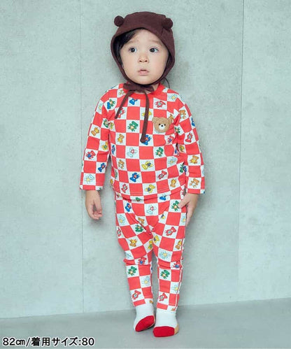 日本童裝 apres les cours x tiny bear Palette 印花長褲 70-90cm 男童款/女童款 初生嬰兒 秋季 PANTS 聖誕紅/新年紅